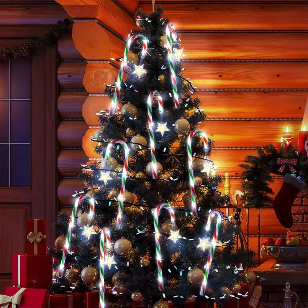 5/8 Stück Weihnachten Solar Stern Zuckerstange Plug-in-Licht, Weihnachtsdekoration, verwendet für Urlaub, Hof, Garten, Rasendekoration