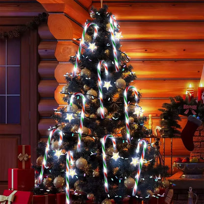 5/8 Stück Weihnachten Solar Stern Zuckerstange Plug-in-Licht, Weihnachtsdekoration, verwendet für Urlaub, Hof, Garten, Rasendekoration