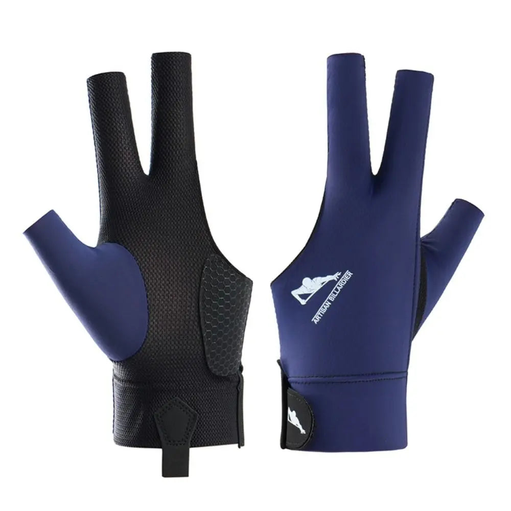Black and blue gloves with a brand logo on a white background