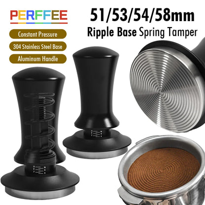 Kaffeetamper 58mm 54mm 51mm Ripple Base Leveling Konstanter Druck Kalibrierte Federbelastete Barista Werkzeuge Espresso Zubehör