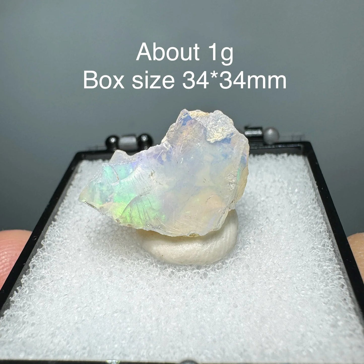 Ethiopia Opal Gem Mineral Specimen – 34x34mm Box