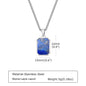 Trendy Pendant Necklaces for Men Boys,Square Natural Stone Stainless Steel Necklaces,Hip Hop Cool Healing Jewelry Gifts