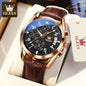 OLEVS Quartz Watch for Men Original Leather Strap Date