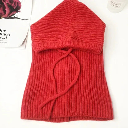 Women Knitted Balaclava Fashion Fake Collar Shawl Hooded Hat Thick Warm Beanines Winter Hat official website tool undefine