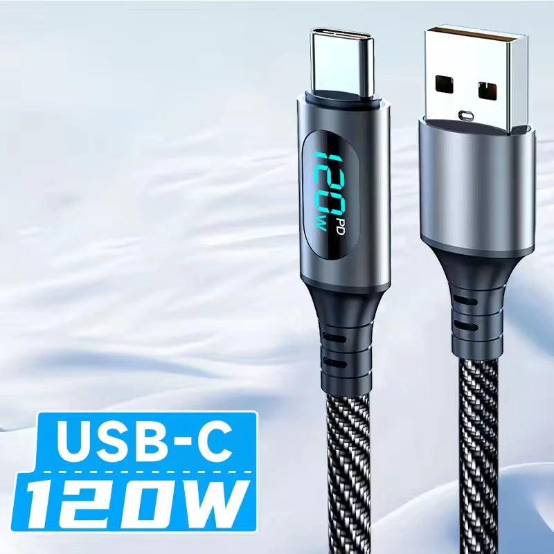 120W USB-C Fast Charge Cable with LED Display | 1m & 2m