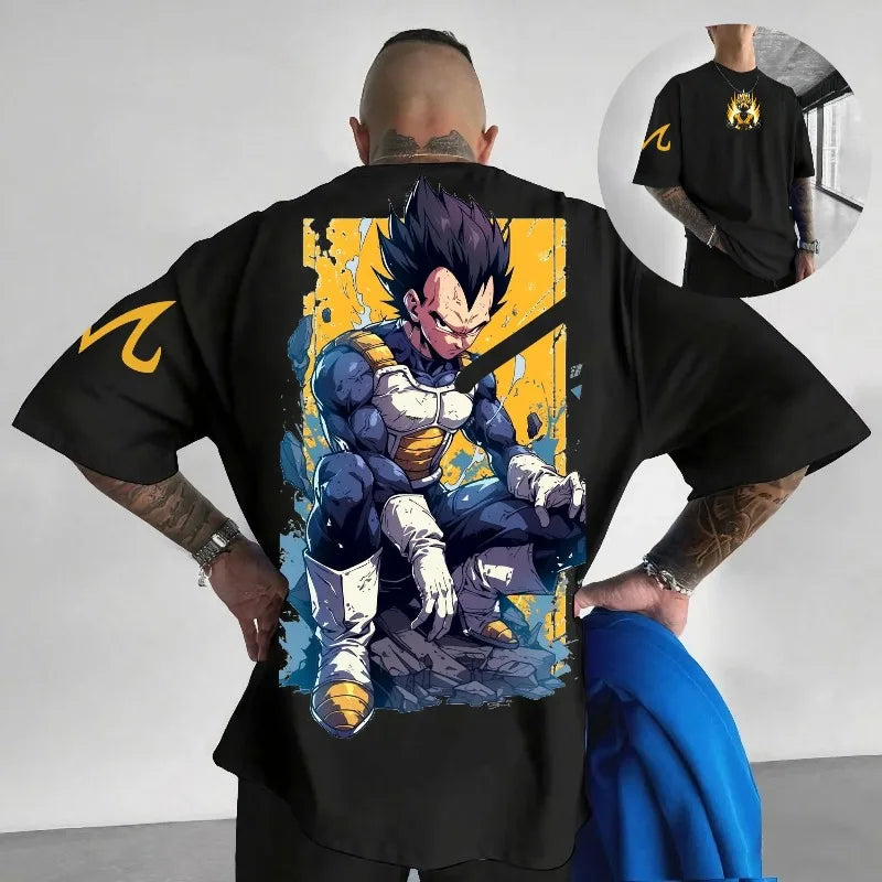 Anime Harajuku Dragon Ball Vegeta Herren Sommer T-Shirt 2025 Oversized Retro Street Damen Lässiges Lockeres Kurzarm Unisex Oberteil
