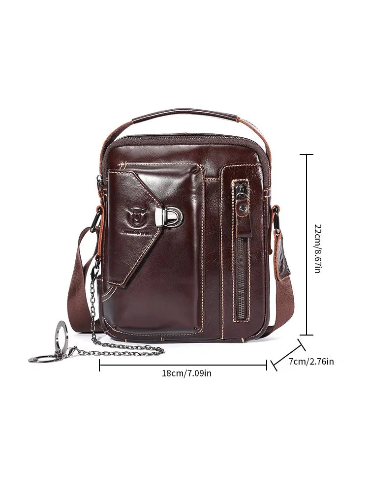100% genuine leather small crossbody bag for men soft cowhide men's single-shoulder bag retro mobile phone iPad bag men handbag