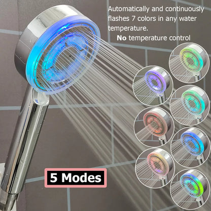 Hochdruck-LED-Duschkopf, Ein-Knopf-Stopp, digitaler Bildschirm, schwarzer Handbrause-Duschkopf mit Temperatursensor