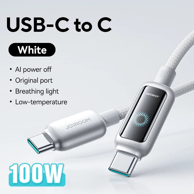 Joyroom 100W USB C Kabel Automatische Abschaltung Schnellladekabel Typ C für iPhone 16 15 Pro Max Xiaomi Samsung S-A55
