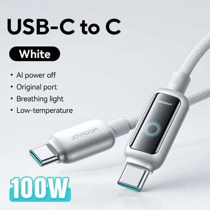 Joyroom 100W USB C Kabel Automatische Abschaltung Schnellladekabel Typ C für iPhone 16 15 Pro Max Xiaomi Samsung S-A55