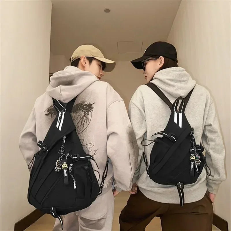 NEU Hip Hop Sport Motorrad Rucksack Männer Frauen Multifunktions Wasserdichte Reise Einzel Schulter Schultasche Crossbody Brusttaschen
