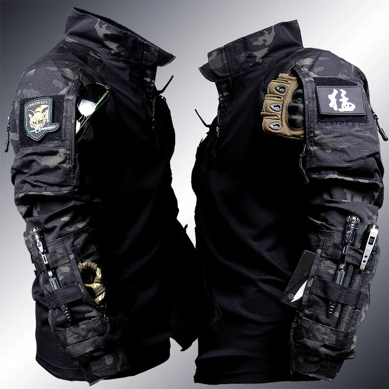 Men's Workwear Suit Outdoor Clothes Long Sleeve Tee Shirt & Trousers Wear-resisting Hunting Clothes Men Camping Suit