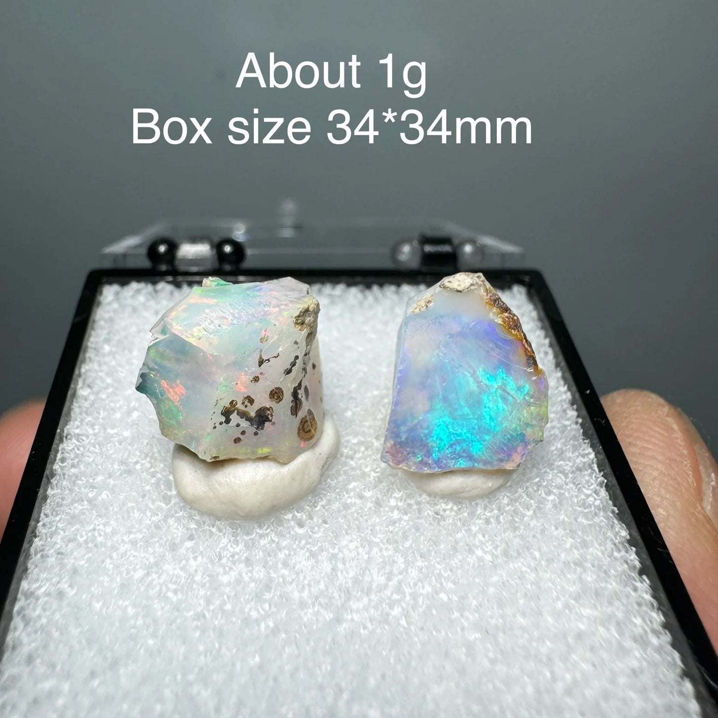 Ethiopia Opal Gem Mineral Specimen – 34x34mm Box
