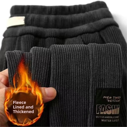 Thiened Corduroy Sports Sweatpants Men's Casual Pants Winter Resistant to Dirt And Wear Strip Velvet Workwear Trousers