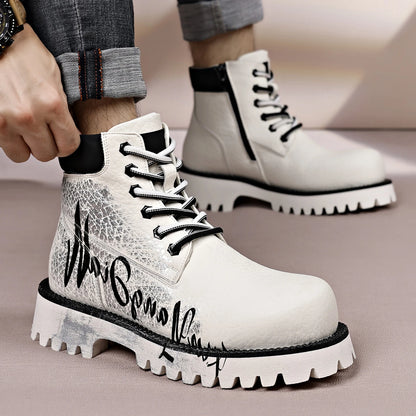 Men's High-Top Graffiti Tooling Boots | Thick Sole