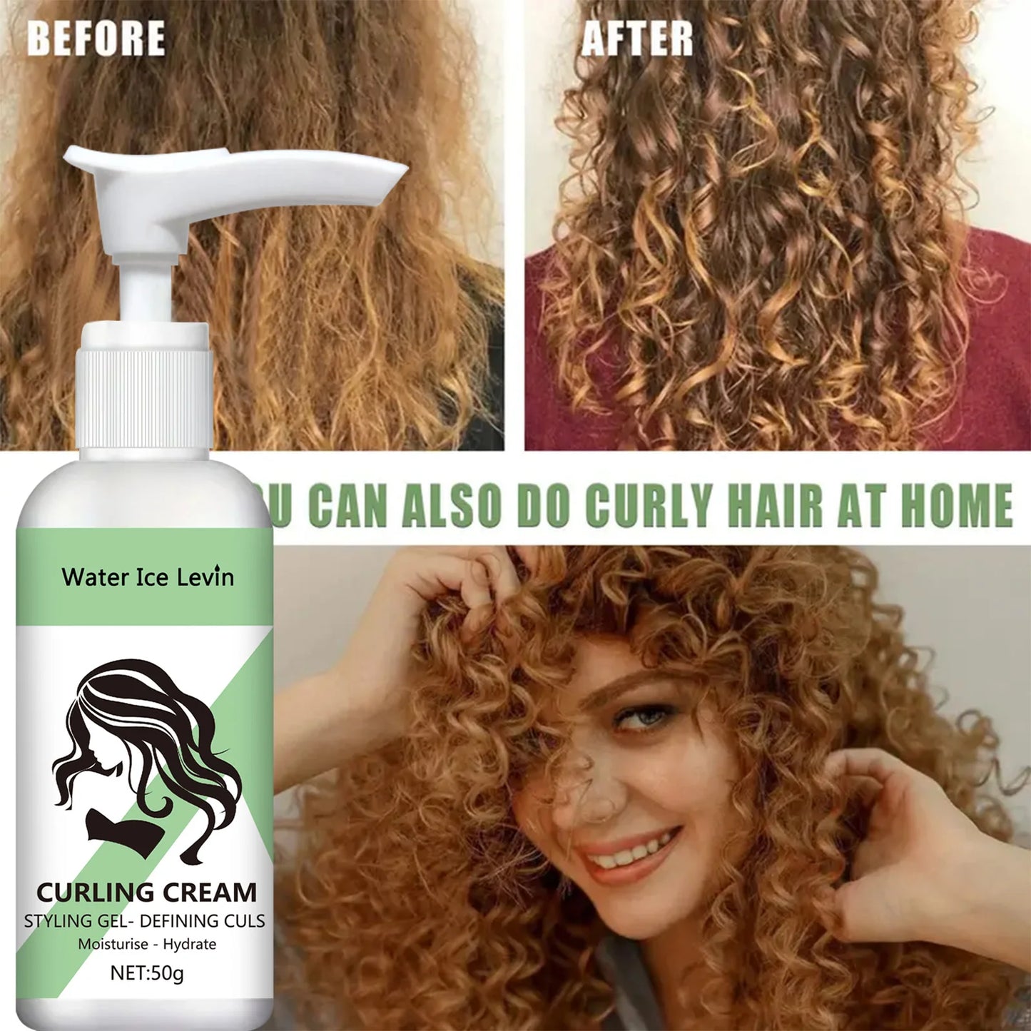 Locken-Stylingcreme, feuchtigkeitsspendende und glättende Formel, verbessert die Elastizität und den Glanz von lockigem Haar, einfach zu stylen