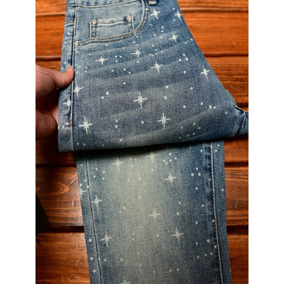 Men's Flash Print Slim Luxury Jeans | Elastic