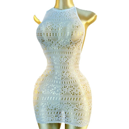 Sexy Strandkleid mit Netzmuster, ohne Bikini, für den Sommerurlaub DSH698