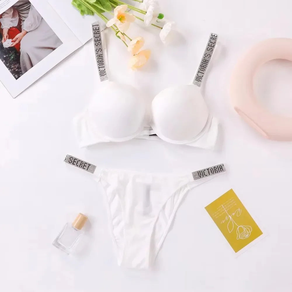 Women's New Fashion Sexy Lingerie Sporty Classic Padded Adjustable push up V Lingerie Set S Underwear Set