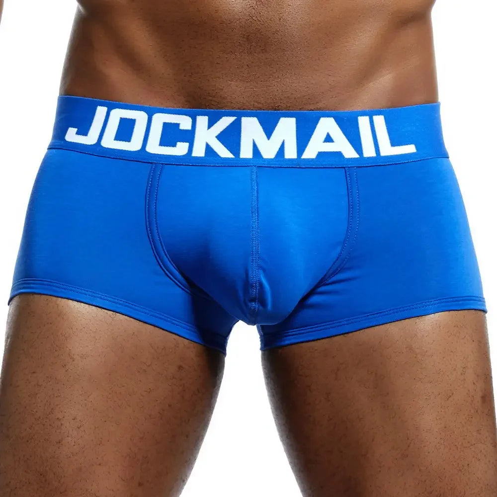 JOCKMAIL Marken Herren-Slips, atmungsaktive Boxershorts, Baumwolle, Herrenunterwäsche, U-förmiger Beutel, sexy Unterhose, bedruckte Blätter, Homewear-Shorts
