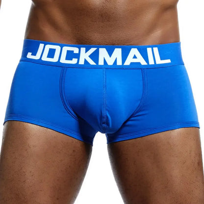 JOCKMAIL Marken Herren-Slips, atmungsaktive Boxershorts, Baumwolle, Herrenunterwäsche, U-förmiger Beutel, sexy Unterhose, bedruckte Blätter, Homewear-Shorts