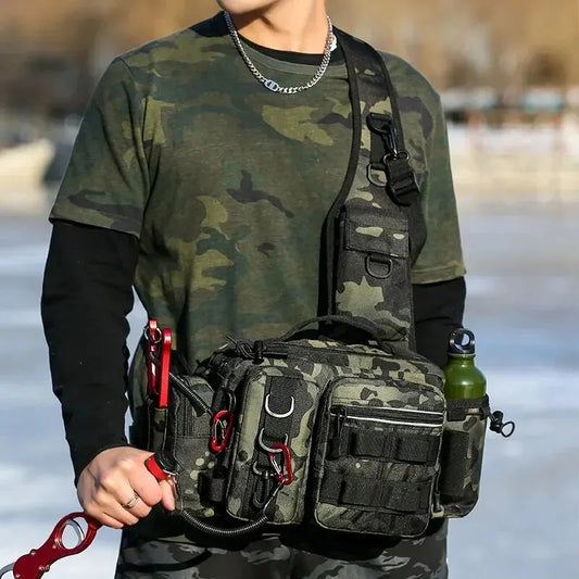 Fishing Tackle Backpack Rod Holder Sling Shoulder Bag
