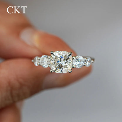 2ct Moissanite Engagement Ring 18K White Gold Princess Radiant Cut