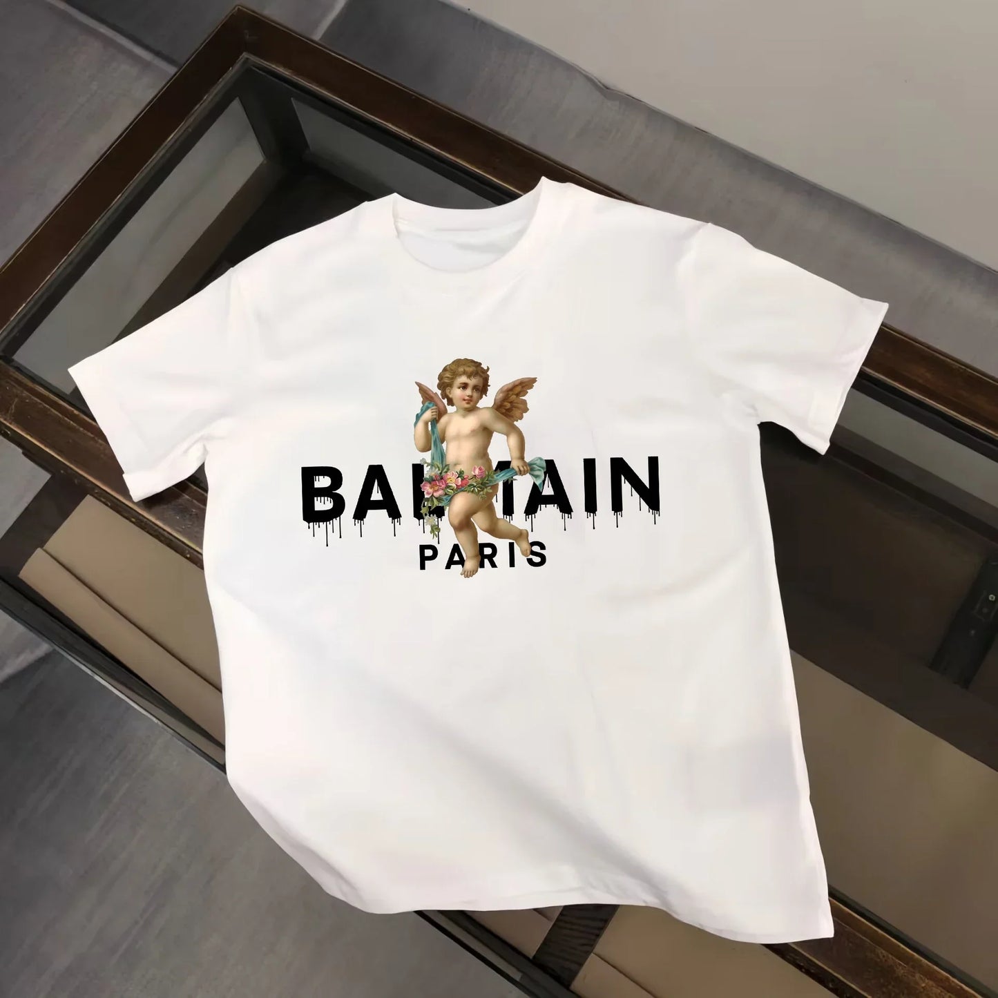 2025 Sommer Luxus T-Shirt Engel Grafikdruck Kurzarm Bequeme T-Shirts Retro Y2k Tees T-Shirt Damen Harajuku T-Shirts
