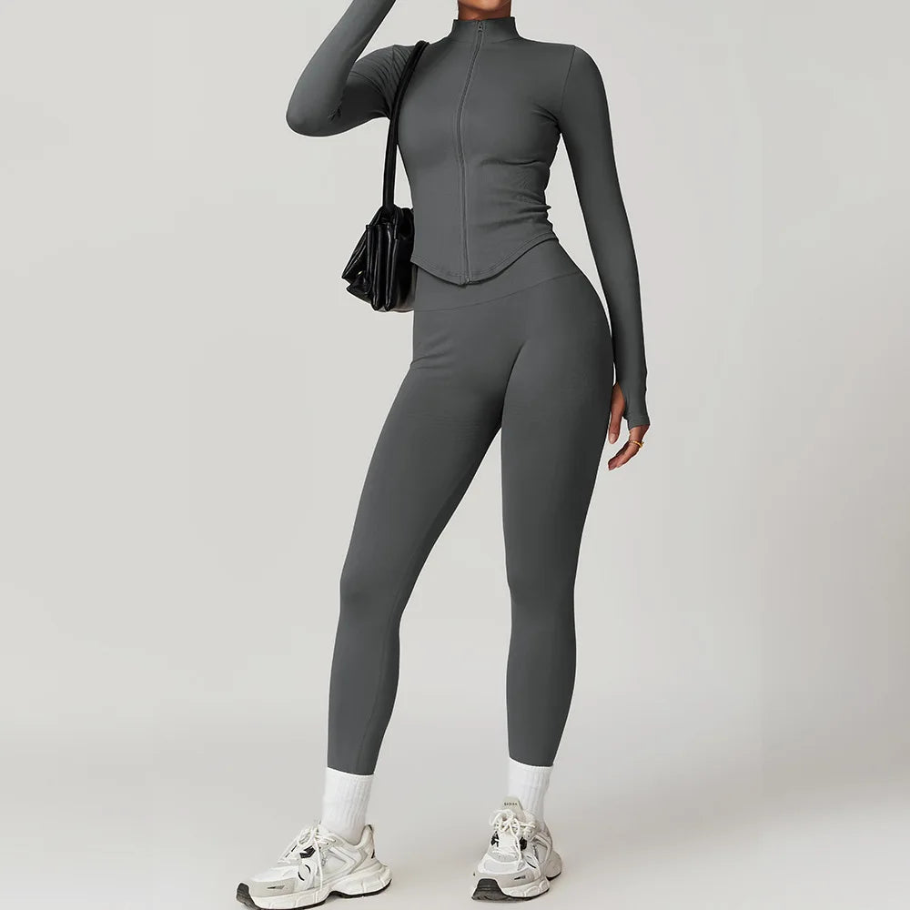 2/3/4PCS Yoga Set Gym Clothes Sportswear Seamless Yoga Suits For Women Fitness Long Sleeved Tracksuits Sports Bra Gym Leggings