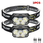 9 LED Stirnlampe mit starkem Licht, USB wiederaufladbar, Bewegungssensor, tragbare Angel-Camping-Outdoor-Kopflampe, Arbeits-Taschenlampe