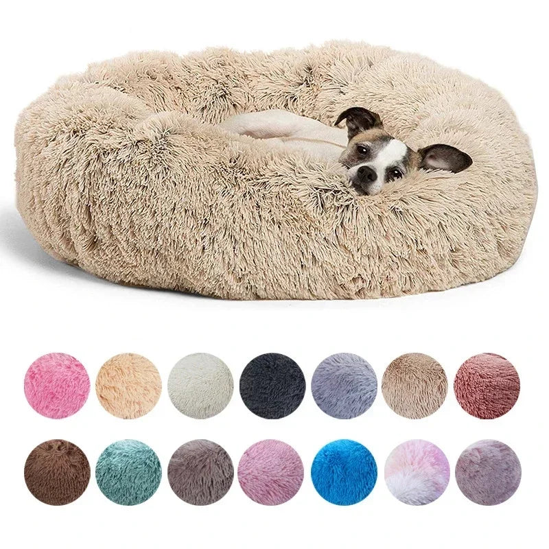 40-90cm Rundes Haustierbett für große Hunde Super Weiches Katzenbett Langes Plüsch Hundebett für mittlere Hunde Winter Warmes Schlafplatz