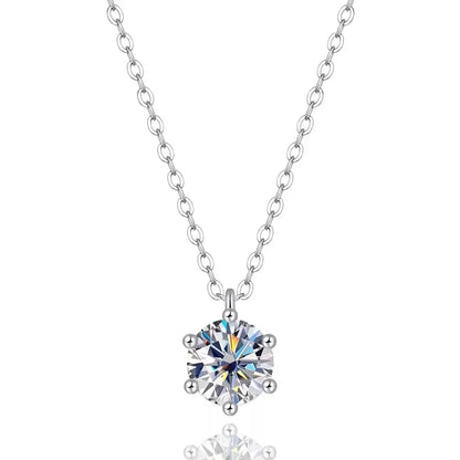 EWYA 1 2 Carat Real Moissanite Pendant Necklace For Women 6 Prong 100% 925 Sterling Silver Wedding Party Bridal Fine Jewelry