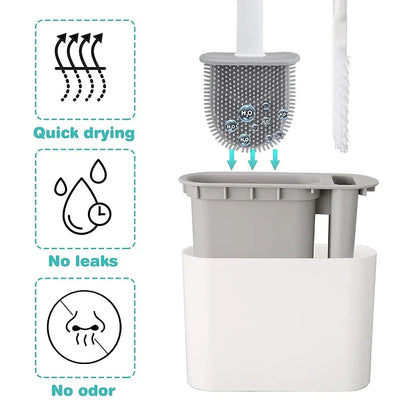Wall Hanging Silicone Toilet Brush with Holder