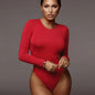 O-Ausschnitt Langarm Einfarbiger Weißer Sexy Bodysuit Damen Schwarz Herbst Winter Body Top Grau Lässige Lady Streetwear Bodysuits