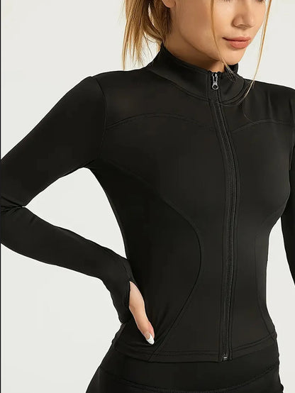 Fitnessjacke, Damen eng anliegendes, schnell trocknendes Oberteil, Herbstkollektion 2025, langärmeliger Sonnenschutz-Stehkragen, Sport Pilates