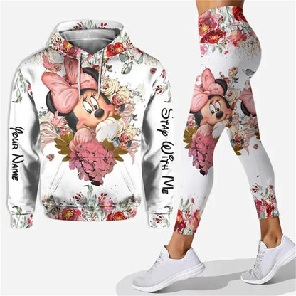Customized Name Mickey Hoodie Women Hoodie Set Mickey Yoga Pants Sweatpants Women Disney Yoga Hoodie Leggings Fashion Sportswear