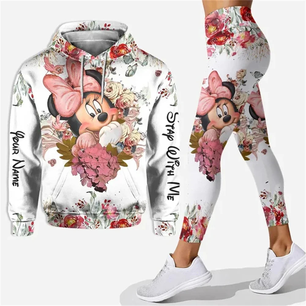 Customized Name Mickey Hoodie Women Hoodie Set Mickey Yoga Pants Sweatpants Women Disney Yoga Hoodie Leggings Fashion Sportswear