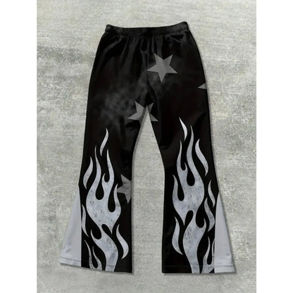 Herren lässiger Streetstyle, trendiger Cross-Print, modische, leicht ausgestellte schwarz-weiße Color-Block-Design-Sweatpants für Herren