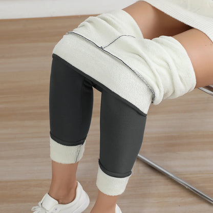 Autumn Winter Warm Fleece Women Leggings Velvet Thicken High Waist Tights Elastic Slim Solid Color Leggings Prevent Cold Tights