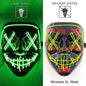 Drahtlose Neon-LED-Reinigungsmaske, im Dunkeln leuchtende Cosplay-Horrormaske, Halloween-Maskerade-Partymasken, leuchtende, lustige Verkleidung