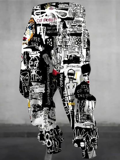 The new men's trousers for the autumn of 2025 feature street casual fashion hip-hop 3D graffiti printing and comfort
