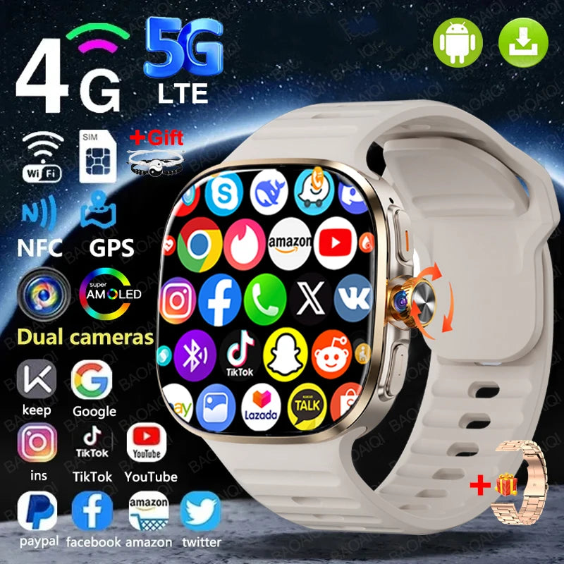 5G Smart Watch AMOLED 2.4" 32GB Google Play GPS SIM