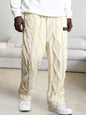 Men'S Winter Warm Fleece-Lined Pants with Drawstring Waist - Cozy Geometric Pattern Lightweight & Comfortable Outdoor Activities