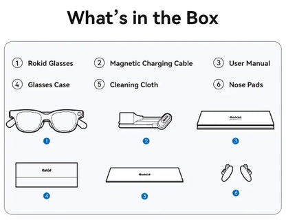 Rokid Glasses AI & AR Glasses with 89 Languages Live Translation Dual-eye Display 12MP Camera Ultra Light Smart Glasses