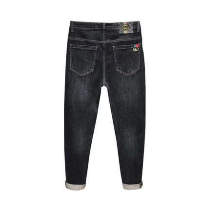 Casual Trendy Embroidered Men's Jeans Autumn winter New Arrival Slim Fit Charcoal Grey Trousers Wholesale For Fashion Lovers