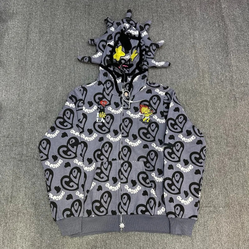 Designer Cartoon Graphic Zipper Hoodie Unisex Casual