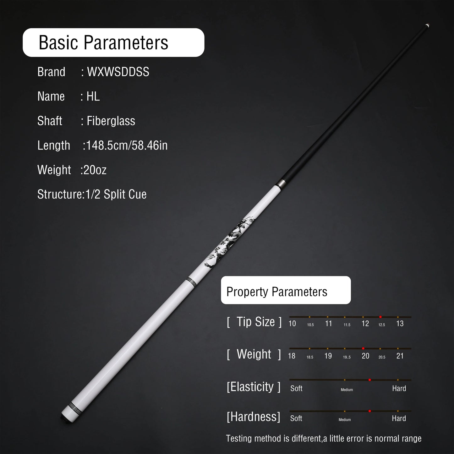 White Fiberglass Pool Stick with Dragon Artwork & Premium Automotive Paint Grip
