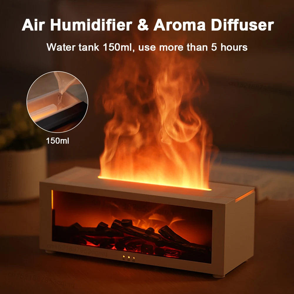 Luftbefeuchter, ätherische Öle, Luftbefeuchter für Zuhause, Aroma-Luftbefeuchter, Flammen-Aroma-Diffusor mit LED-Licht, Fernbedienung
