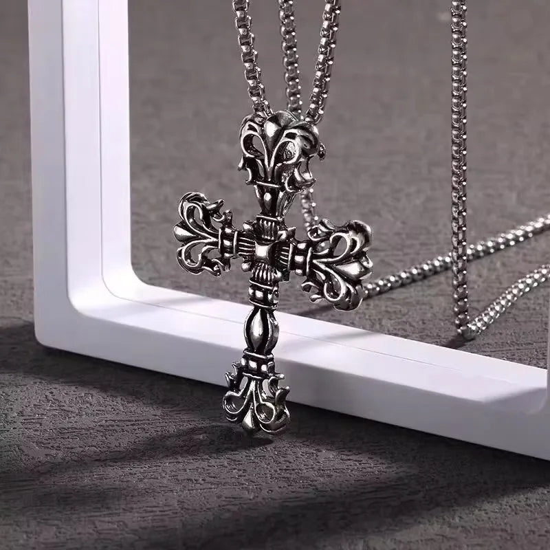 European And American Fashion Personality Retro Gothic Cross Necklace For Men And Women Street Hip-Hop Trendsetters Versatile Pe