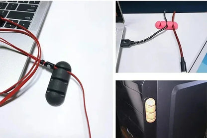 VIKEFON Silicone USB Cable Winder & Adhesive Clips